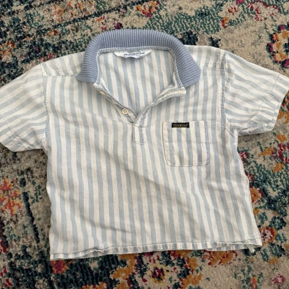 Vintage 90s OshKosh B'Gosh‎ The Genuine Article Striped Polo Kids Size 4*